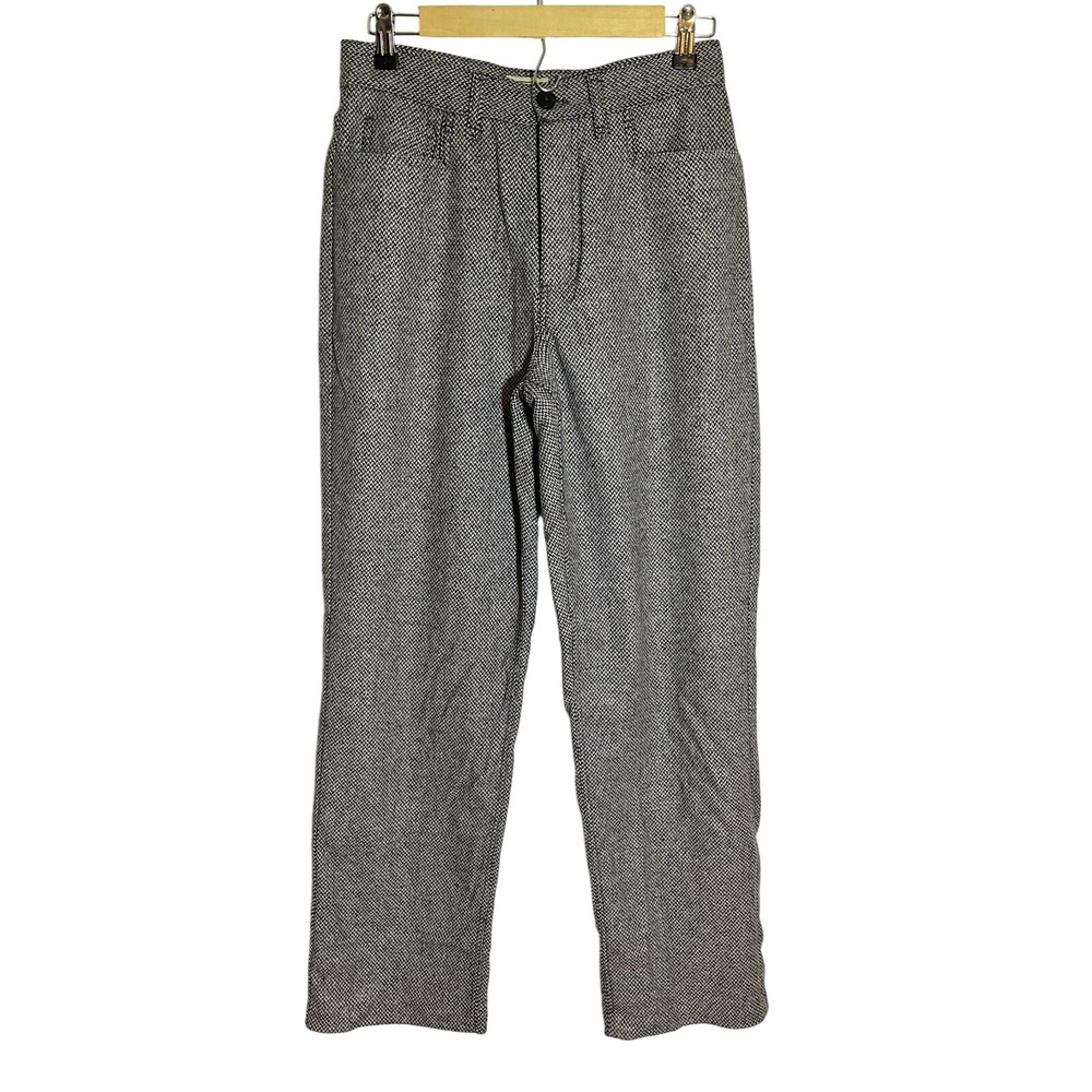 LL Bean Womens 8 30 Reg Herringbone Wool Silk Blend Pants High Rise Straight Leg